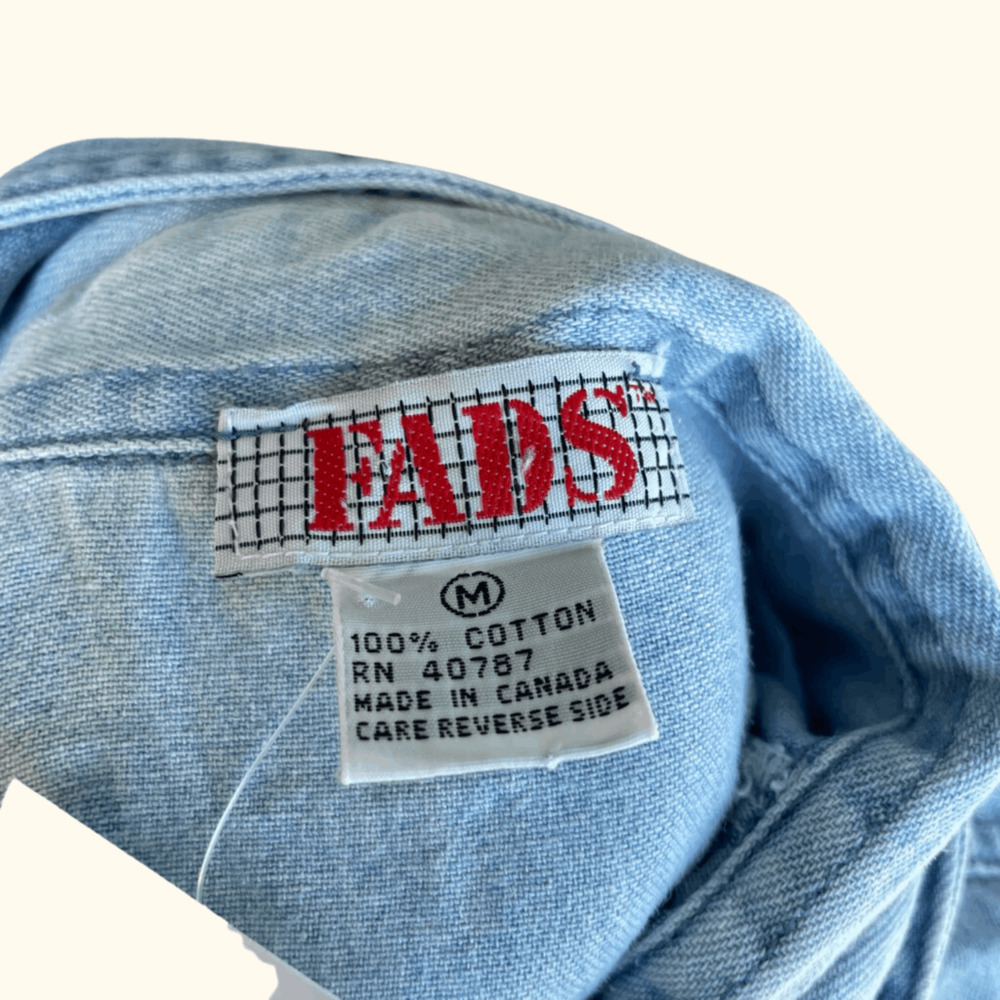 Fads Denim Shirt Dress | Light Blue Cotton | Size M | Vintage 90s - Picture 5 of 7